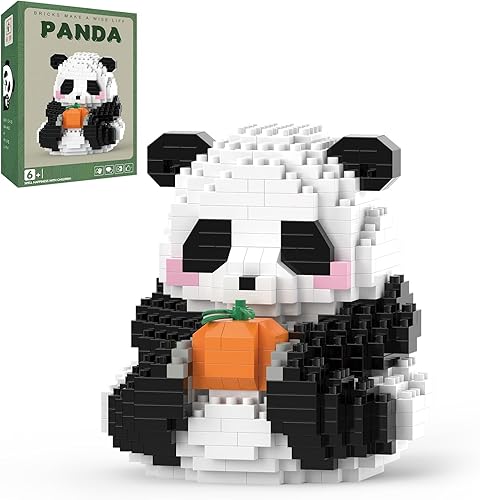 MJDDJA Mini bloques de construcción panda de calabaza de Halloween, juegos de bloques de construcción de Halloween para niños de 6, 7, 8, 9+, juegos