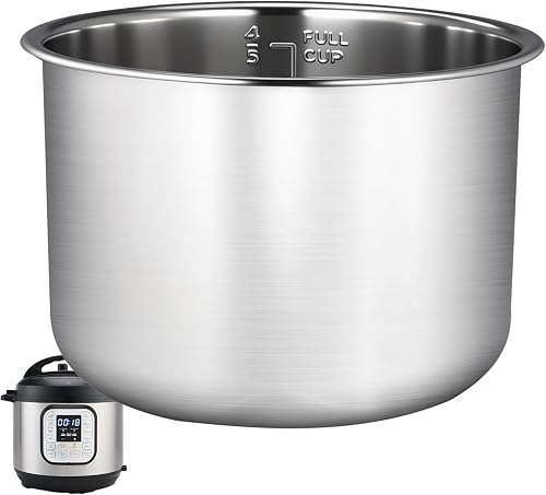 Stainless Steel Inner Pot for Instant Pot 6 QT, 0 Coating, 3 Year Warranty | 304 [18/8] Food-Grade Stainless Steel, Tri‑Ply Even Heat, Replacement for Instant Pot 6 QT, Dishwasher Safe