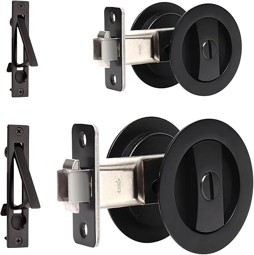 Miniatura 30 de Dontay Cerradura de Privacidad para Puerta Corredera, Manijas Empotradas, Distancia al Borde de 2-3/8", Pestillo (Dormitorio/Baño), Perilla
