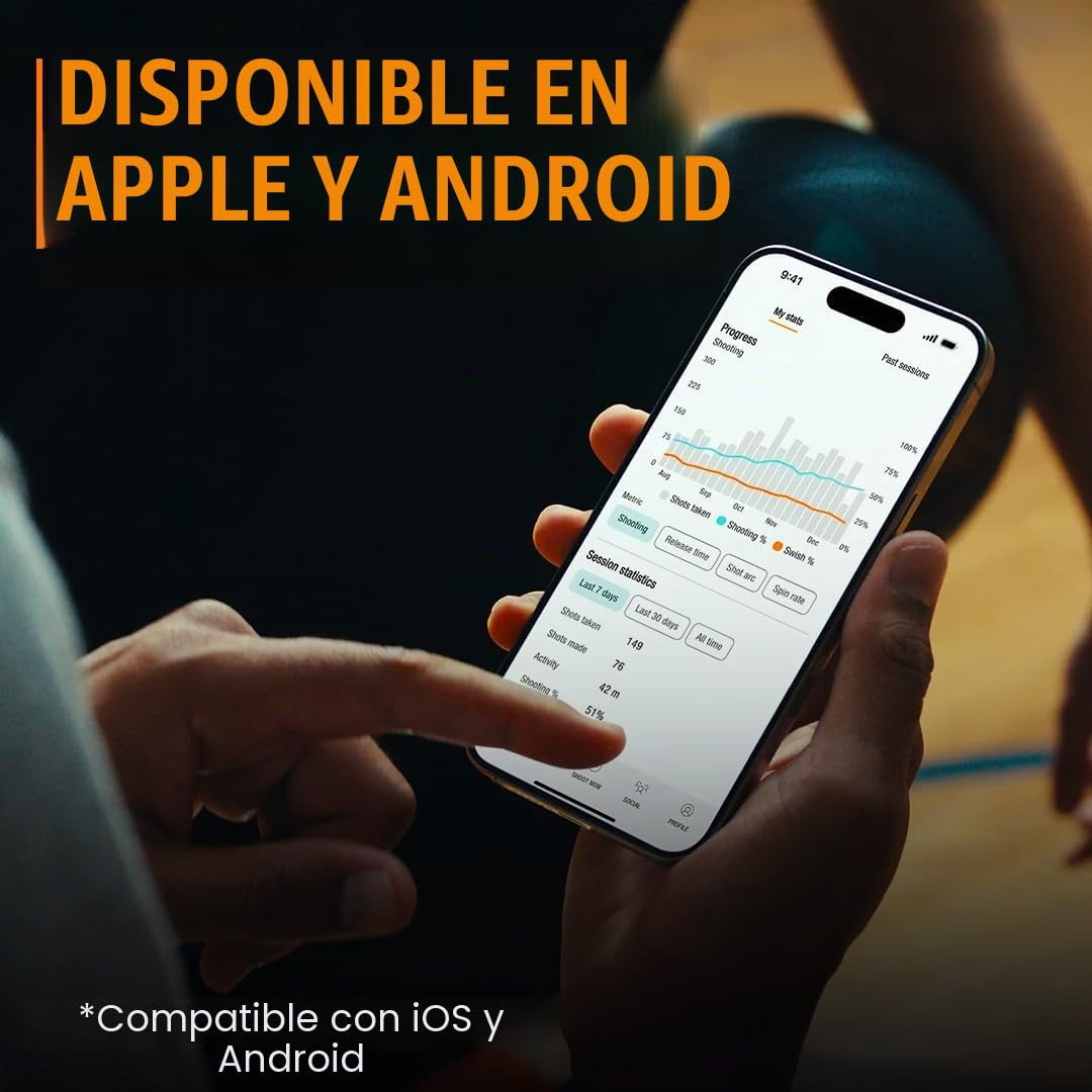 Spalding TF DNA Smart Basketball con aplicación de entrenamiento y suscripción de 1 año, baloncesto interior/exterior, rendimiento de disparos y métricas de entrenamiento