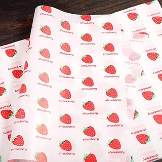 100pcs Sandwich Packaging Paper Bags - Wax Paper Sheets for Food, Basket Liners, Greaseproof Deli Wrapping, 15 x 11 Inch (Strawberry)