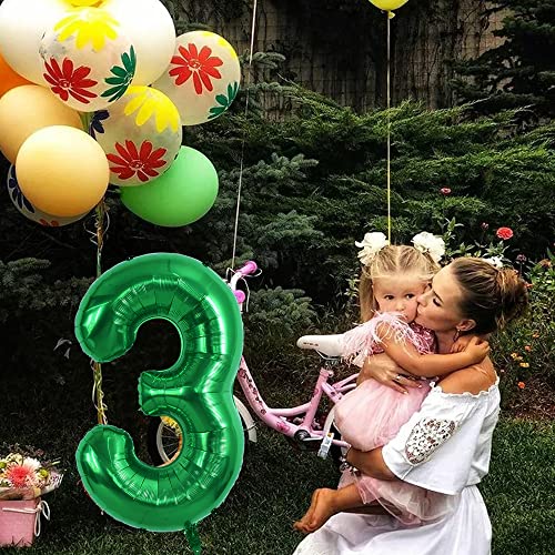 Image of TONIFUL 40 Inch Dark Green Large Numbers Balloon 0-9 Birthday Party Decorations,Foil Mylar Big Number 3 Balloon Digital 3 for Birthday Party,Wedding, Bridal Shower Engagement Photo Shoot, Anniversary