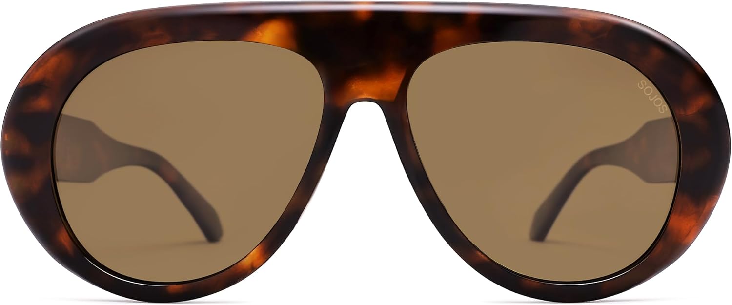 SOJOS Trendy Oversized Polarized Aviator Sunglasses Womens Men Retro Vintage 70s Style UV Protection Sun Glasses SJ2390 - Image 2
