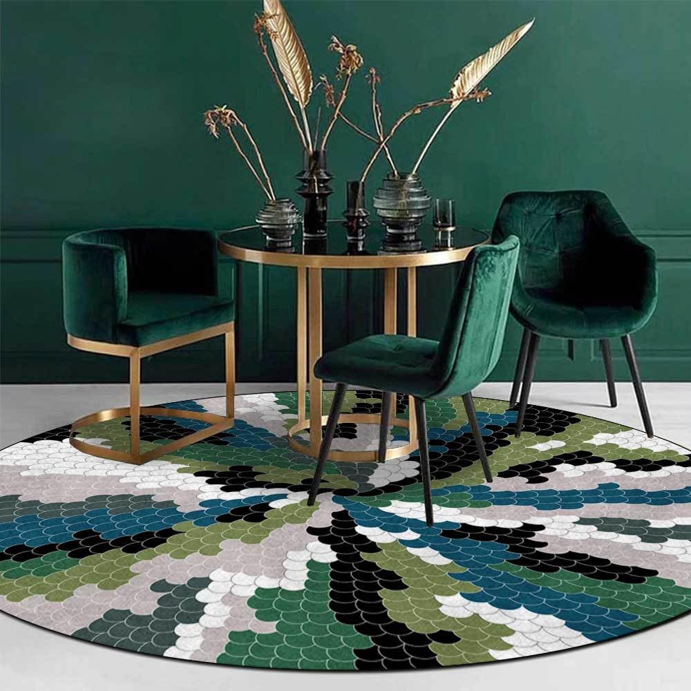 Tapis rond de salon vert abstrait de qualité supérieure 170cm