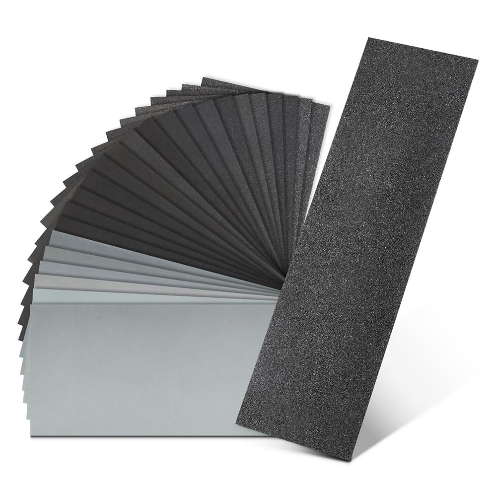 Ctrlzs 24Pcs 12 Grits Sandpaper Assortment Wet Dry Sandpaper Sheets,Silicon Carbide Sanding Paper 120-3000 Grit Sandpapers