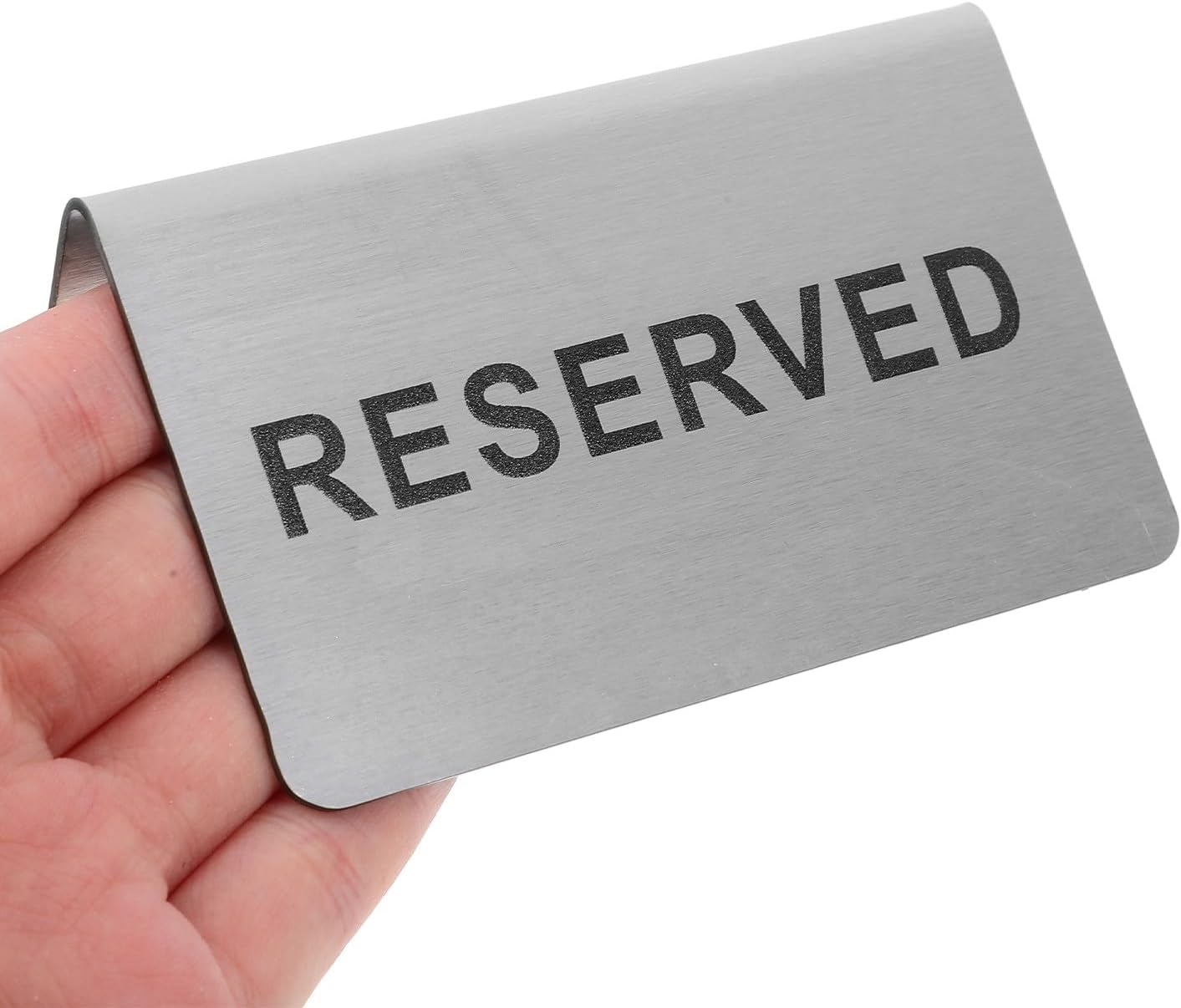 Reserved Table Signs Stainless Steel V-shaped Reserved Seating Sign Silver Metal Tabletop Card for Weddings Restaurants Banquets