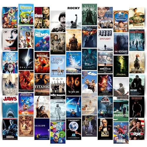 Posters Inc Pack of 54 Top IMDB Movies Posters, Home Decor Items For Living Room, Aesthetic Wall Stickers For Bedroom And Gym, Gifts For Men, 4x6 Inches Size Collage Art Kit, 300 GSM Paper