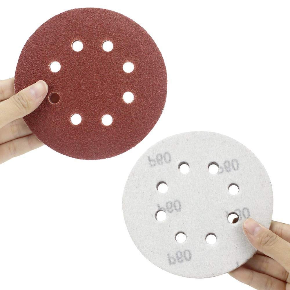 72 PCS 5 Inch 8 Hole Hook And Loop Adhesive Sanding Discs Sandpaper For Random Orbital Sander 40 60 80 120 180 240 320 Grits - View #4