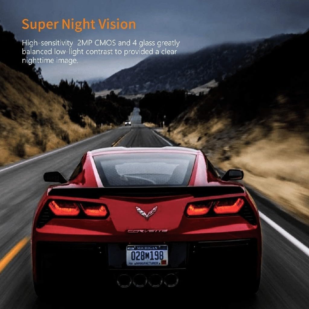 Car driving at night, illustrating the Super Night Vision feature of the ddpai Mini 5 Dash Cam.