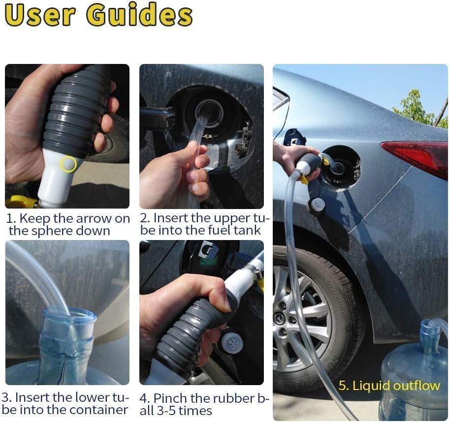 Image of Fuel Transfer Pump Manual Hand Liquid Siphon Tool Petrol Diesel Pipe Water Oil Car Bike Kit Portable Fish Tank Cleaner Suction Multipurpose High Flow