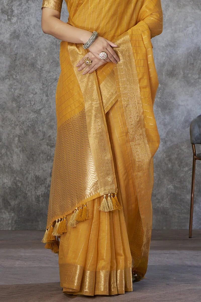 SGF11 Women's Kanjivaram Cotton Pure Soft Silk Saree With Unstitched Blouse Piece product image 2
