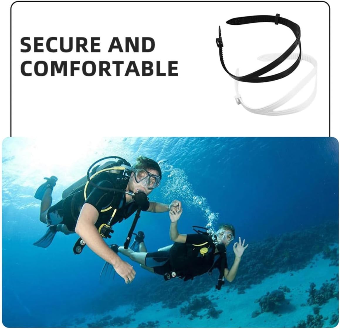 Scuba Diving Mask Strap Head Band Replacement Adjustable Silicone 4pcs | Swim and Snorkeling Use, Easy Replacement, Reliable Stability, Enhanced Comfort