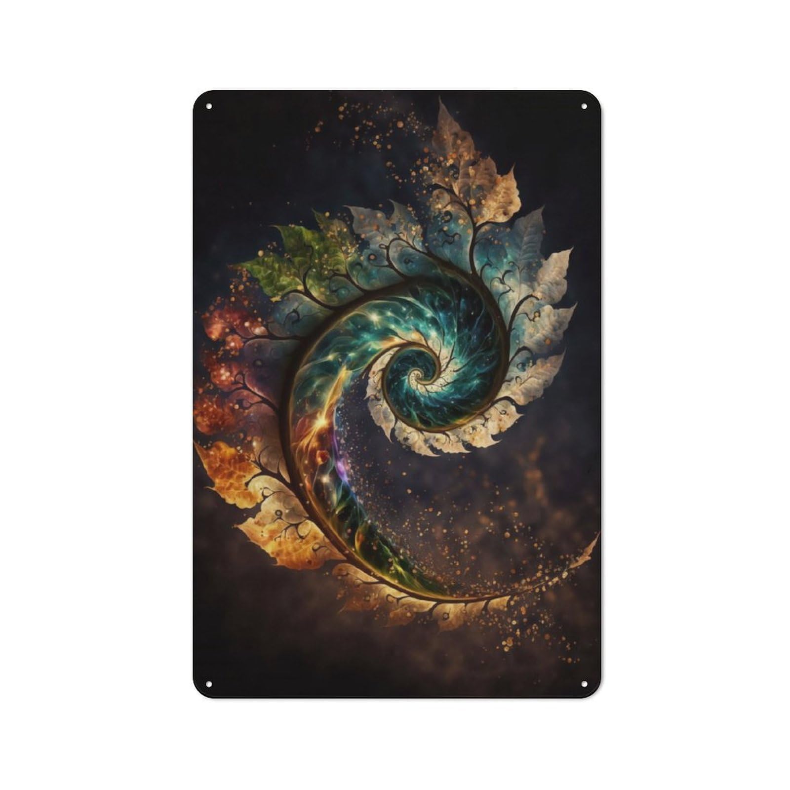 Junmoney Cosmic Spiral Leaf Tin Sign 30X20cm With For Home Bar Wall, Vintage Decor, For Garage, Workshop And Man Cave Decoration