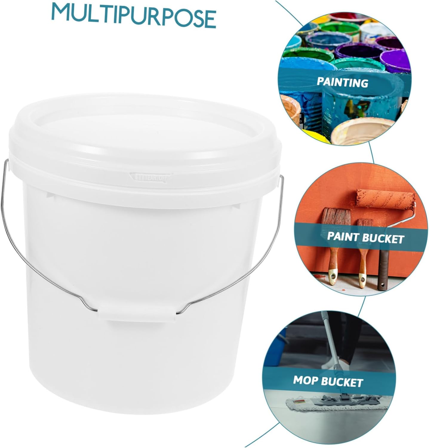 Empty Paint Bucket with Lid Hdpe Storage Container with Handle for Paint Chemicals and More Airtight and Portable for Industrial Use