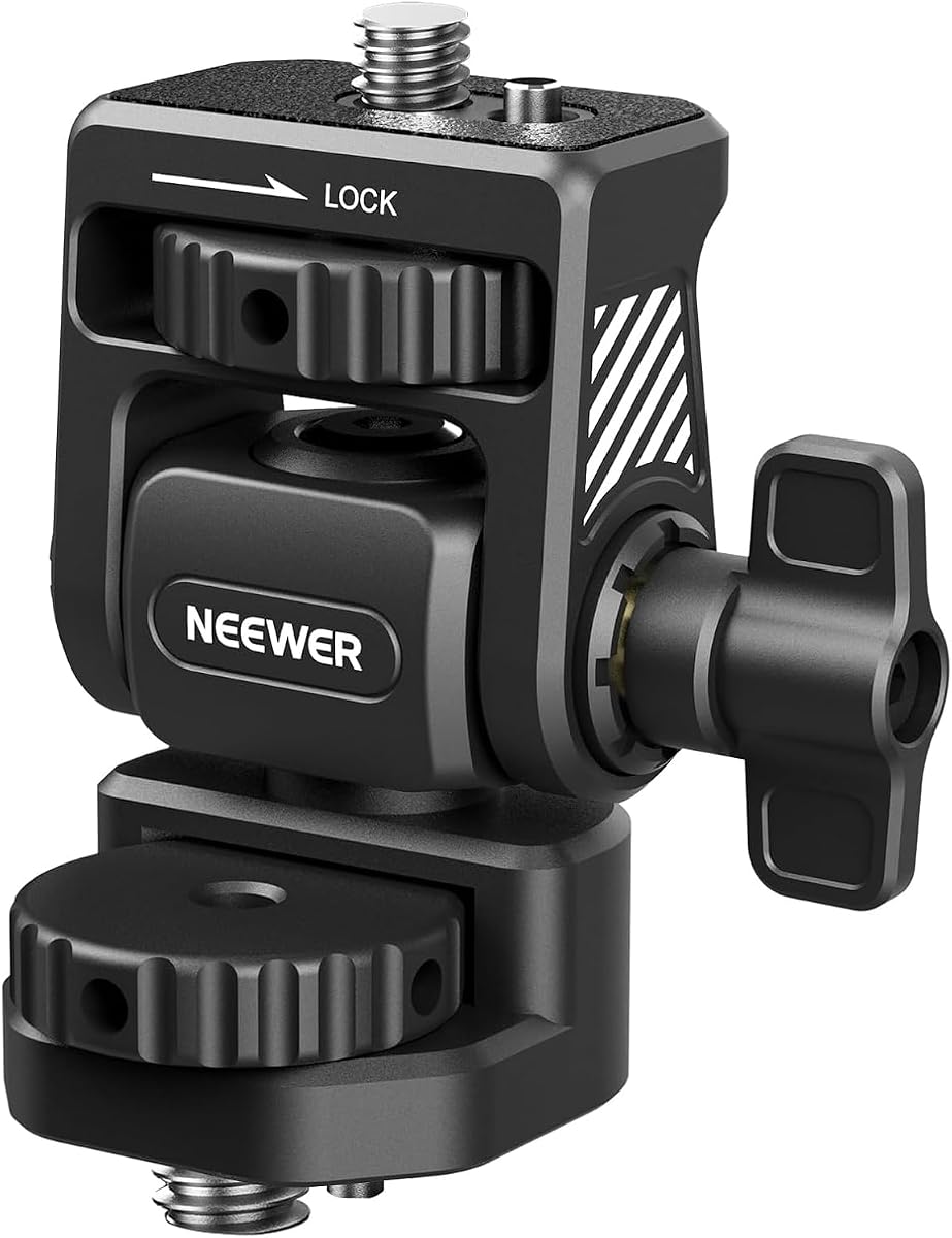 Camera Field Monitor Mount Holder Bracket, 360° Swivel 180° Tilt Adjustable with 1/4" & 3/8" Screw Anti Twist Compatible with Atomos Ninja 5" & 7" Compatible with SmallRig Camera Cage, MA022