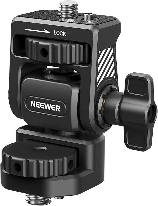Camera Field Monitor Mount Holder Bracket, 360° Swivel 180° Tilt Adjustable with 1/4" & 3/8" Screw Anti Twist Compatible with Atomos Ninja 5" & 7" Compatible with SmallRig Camera Cage, MA022