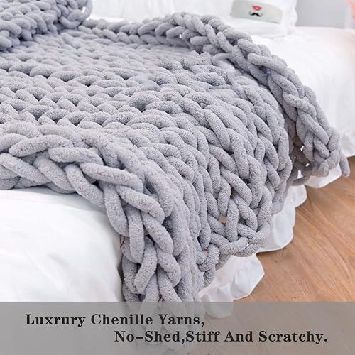 Miniatura 6 de Manta de punto grueso, manta de hilo de felpilla de lujo suave para decoración de estilo bohemio y rural, hecha a mano, apretada, trenzada y gruesa