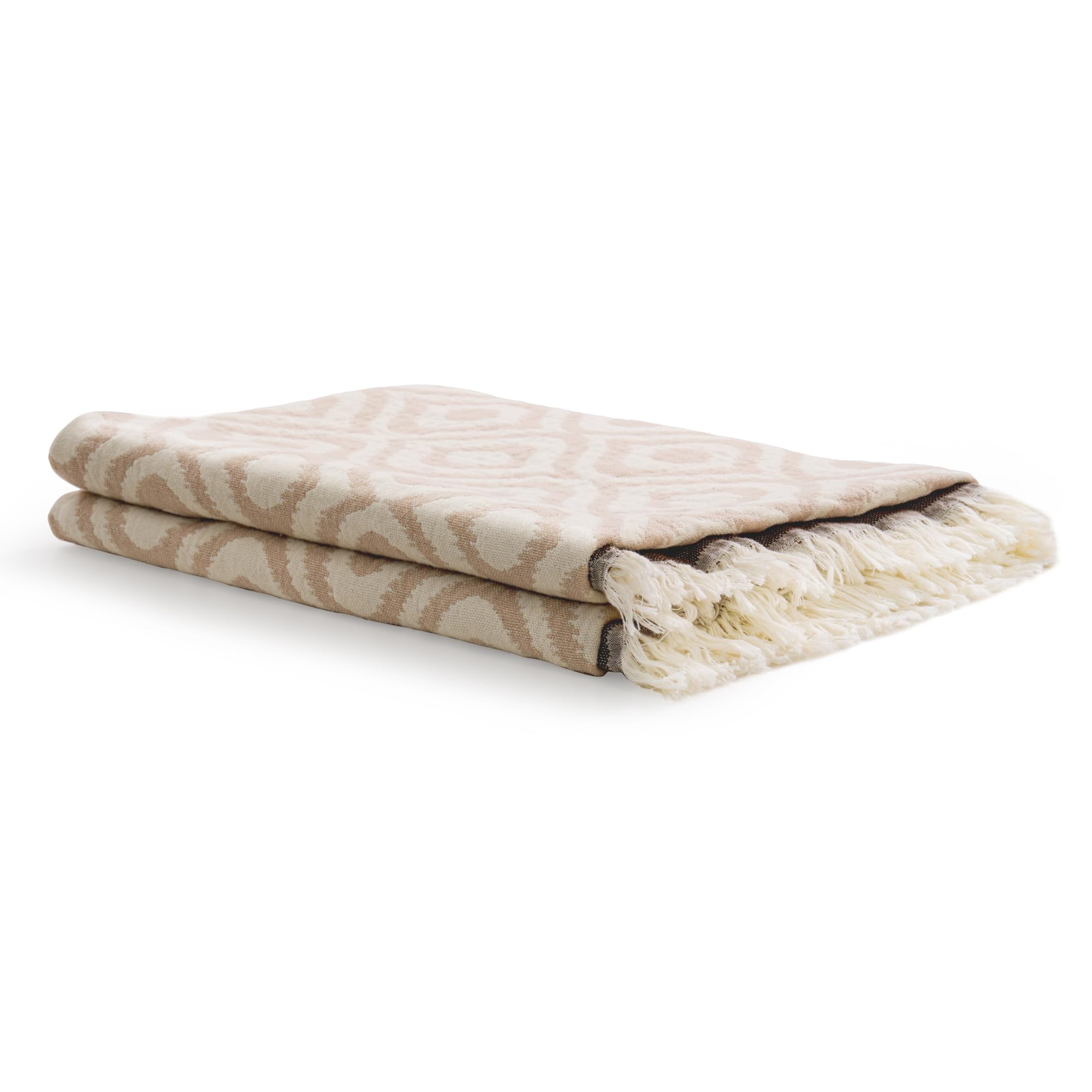 FLEXISPOT Premium Turkish Cotton Throw Blanket 130x170 cm, Soft Jacquard Weave Sofa Blanket, Pre-Washed & Skin-Friendly, Lightweight Bedspread for Couch, Travel, Camping & Home Decor Braun