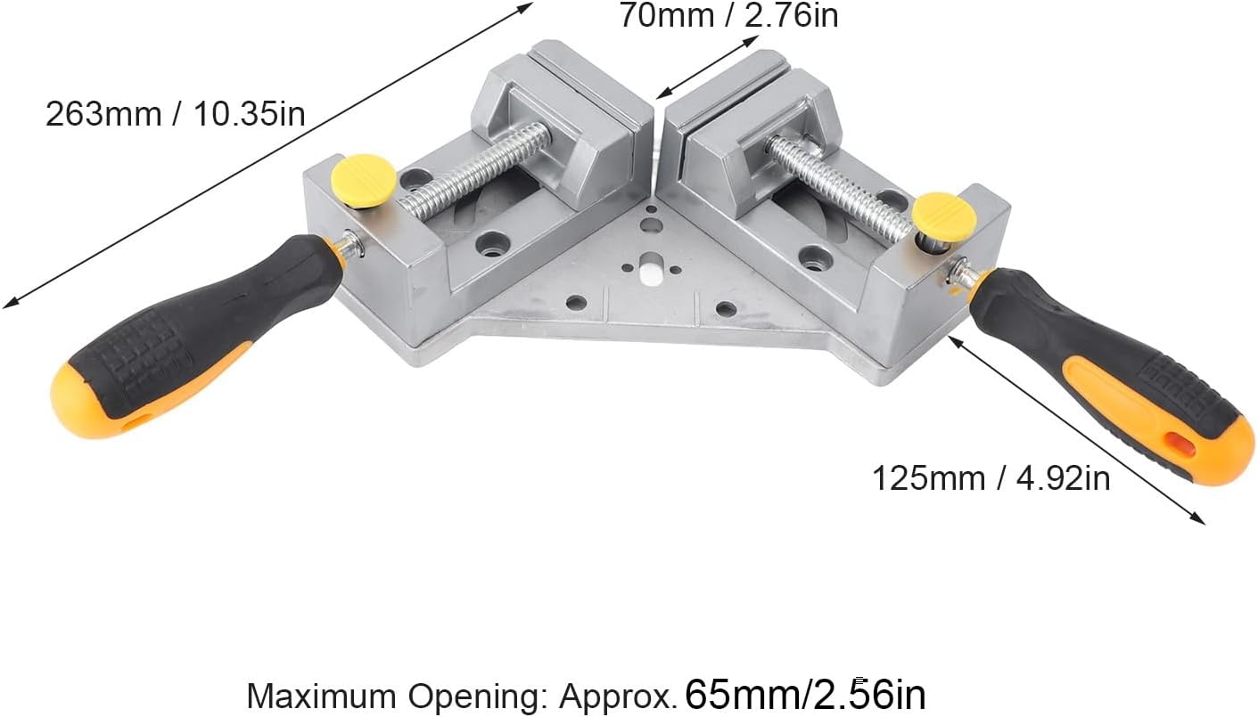 Double Handle Corner Clamp, 90 Degree Right Angle Wood Clamp, Detachable Aluminum Alloy Die Casting Tool for Woodworking, Framing, Cabinets and Boxes.