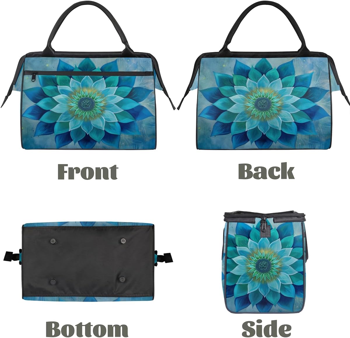 Blue Mandala Carpet Small Overnight Weekender Tote Bag for Women Men Foldable Travel Duffel Bags Lightweight Sports Gym Bag Waterproof Carry On Luggage Weekender Bag for Traveling Gifts