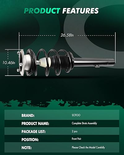 Vista 295 de SCITOO Puntales delanteros completos de resorte para Mercedes-Benz C230 08-09, para Mercedes-Benz C250 10-11, Mercedes-Benz C300 08-11