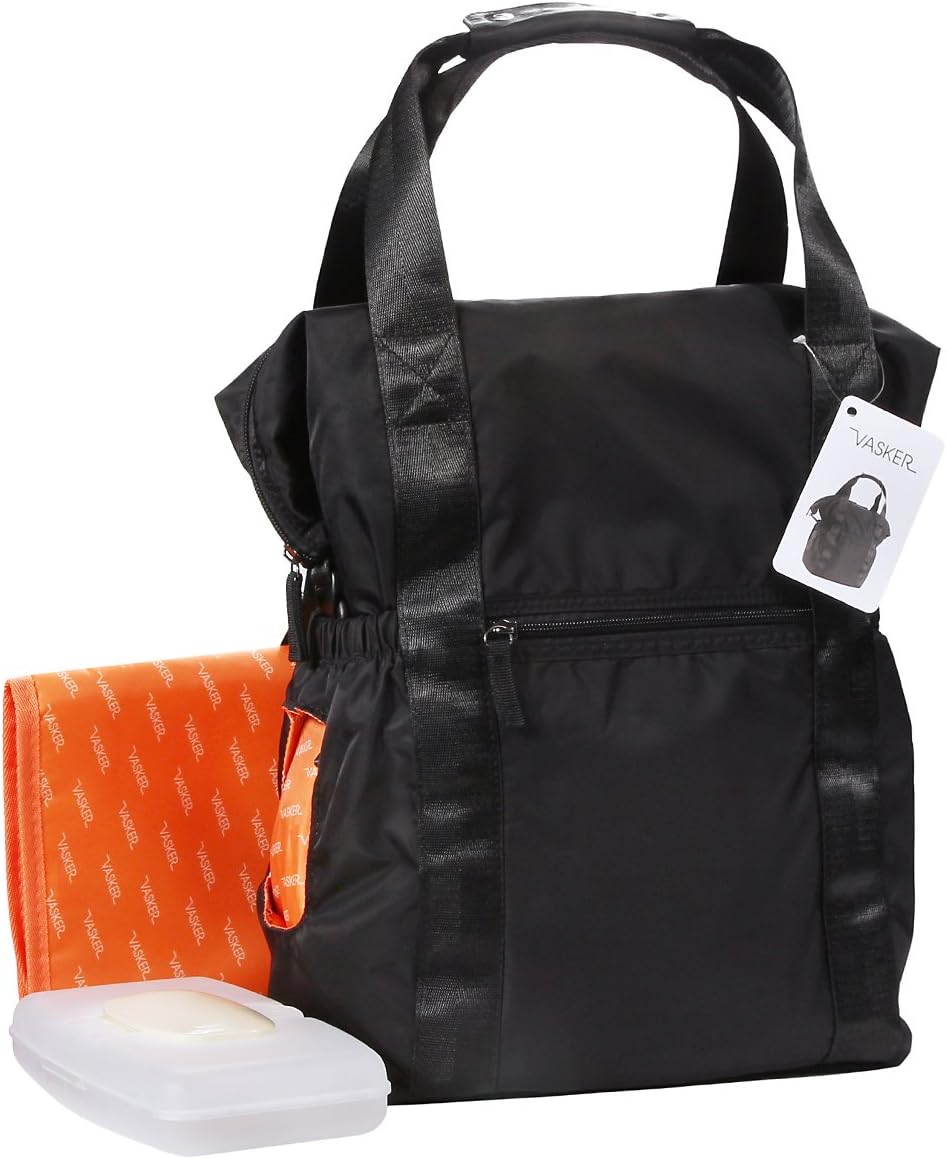 VASKER Baby Diaper Bag Backpack Nappy Bag Multifunction Water Resistant Organizer Travel Bag for Dad and Mom Stroller Straps Men Women Black Nylon