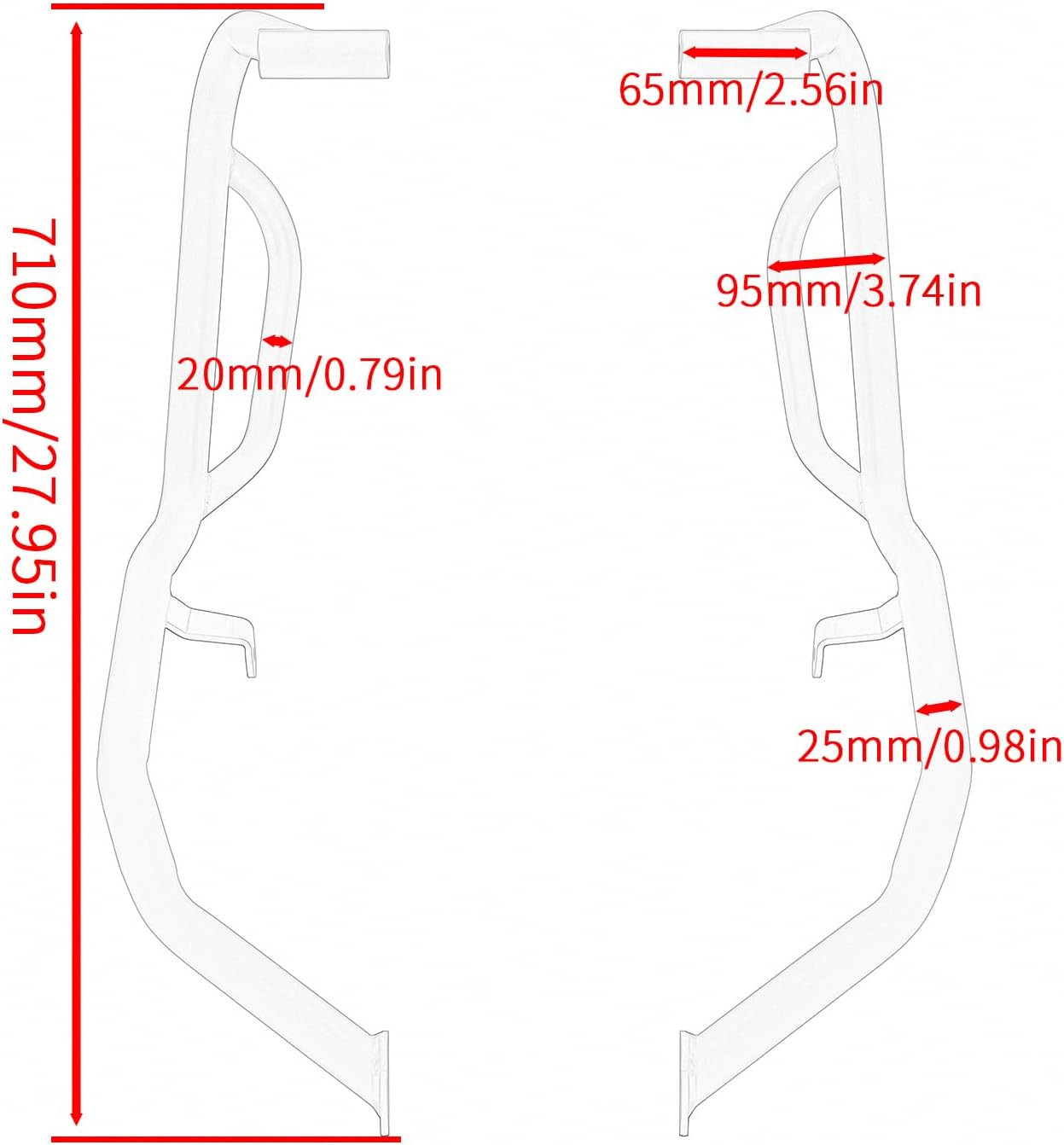 Motorcycle Engine Guard Crash Bar for Honda X-ADV750 2025 2026 XADV750 Highway Bumper Falling Body Frame Side Protection Set, Lower Silver