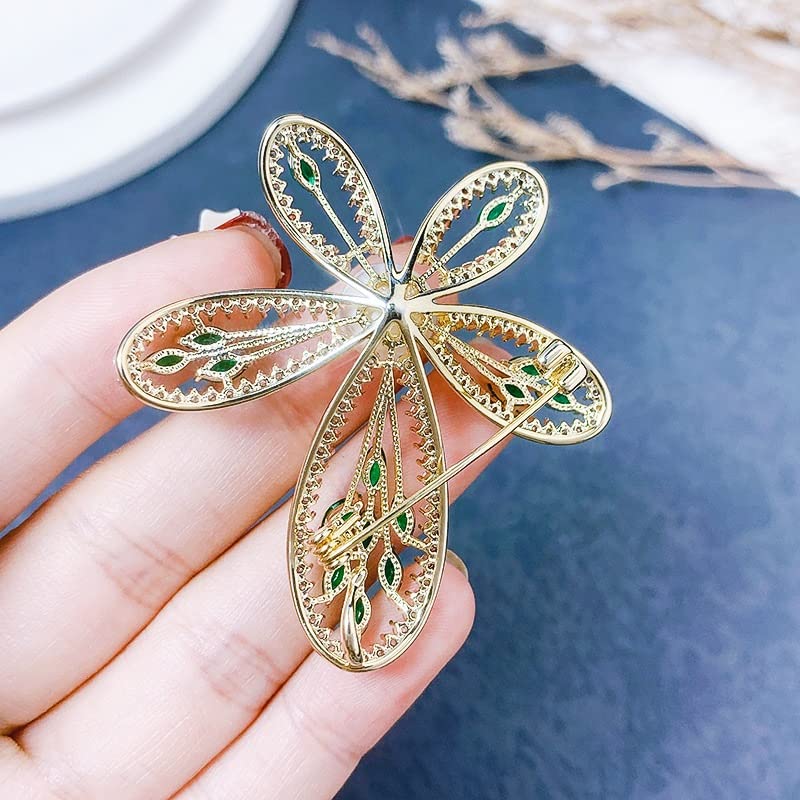 Broche délicate en zircone et perle style joaillerie fine - 7