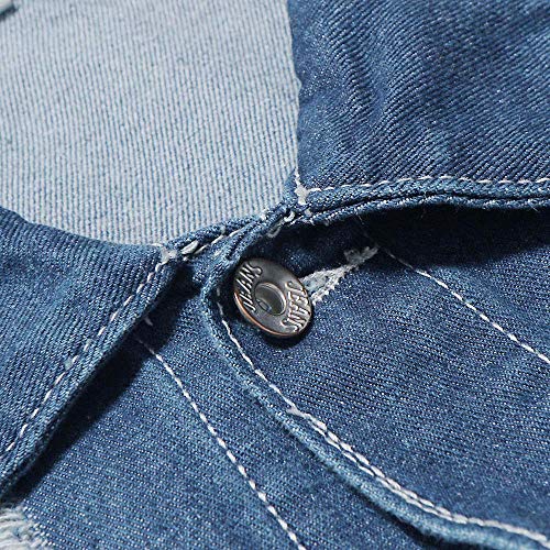 Mens Autumn Winter Casual Vintage Wash Distressed Ripped Denim Top Jacket Coat #TOP4