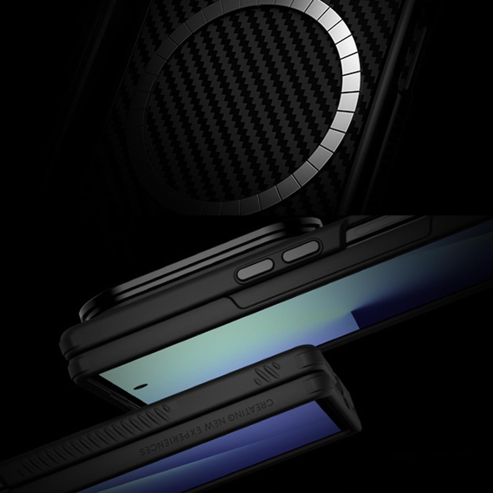 Custodia Magnetica For Samsung Galaxy Z Fold 8 Ultra, Vera Fibra Di | Flip Protezione fotocamera Funzione supporto Cover telefono Cerniera Guscio di ricarica wireless ammortizzante