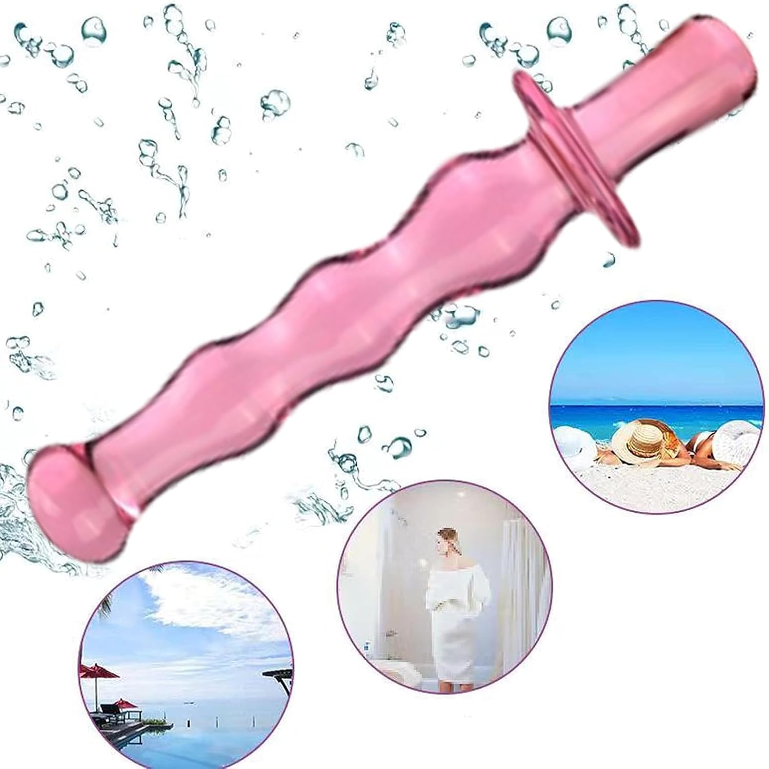 Crystal Glass Pleasure Wand Dildo Penis,Double Ended Dildo Crystal Penis G-spot Stimulator Women Masturbator Butt Plug Anal Sex Toy Glass Double Ended Dildo for Men Women(Style 2)