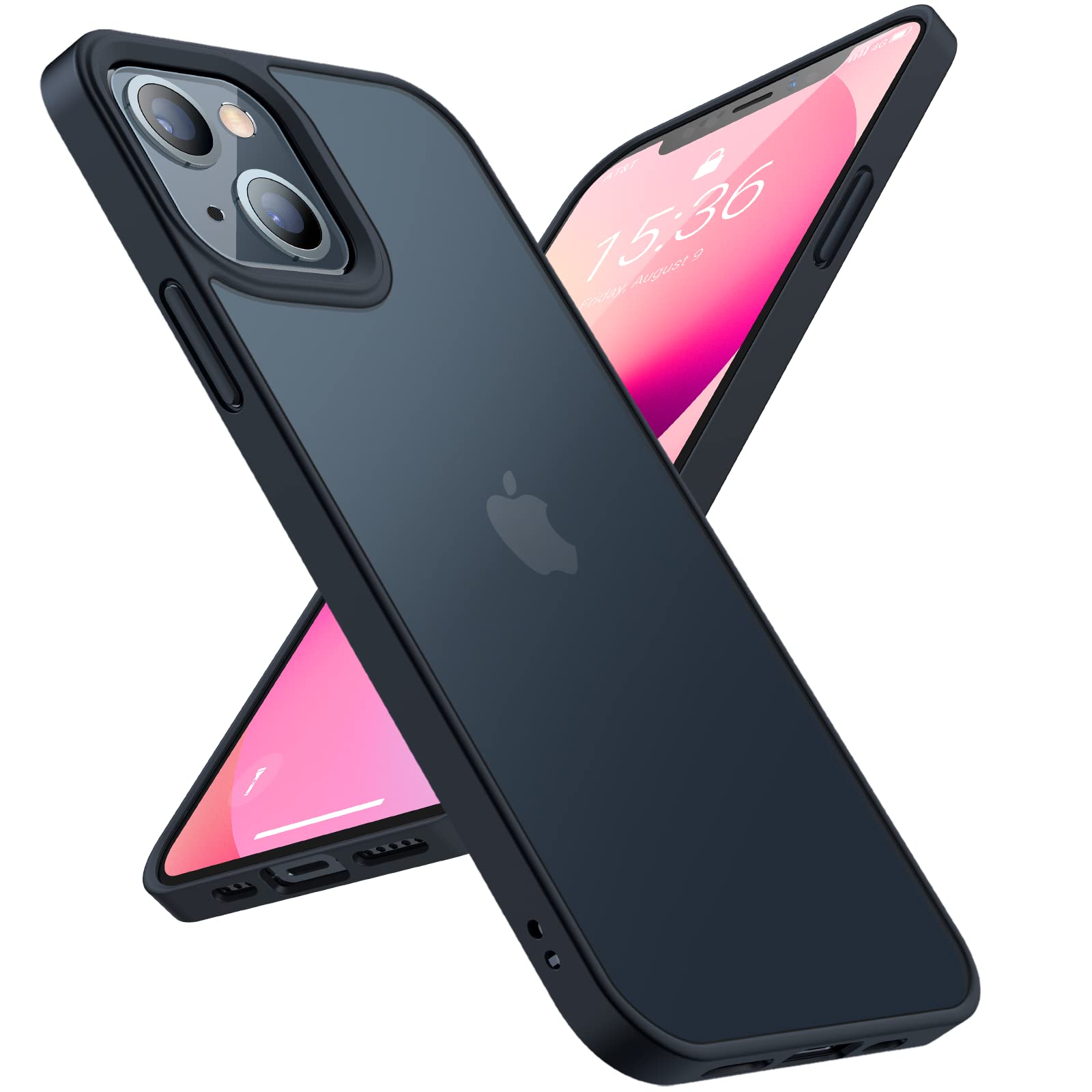 TORRAS Custodia Militare Antiurto Cover iPhone 13, Resistente e Sottile Sottile Traslucido Dorso Rigido con Custodia Bumper in Silicone Serie Guardian-Nero TORRAS Custodia Militare Antiurto Cover iPhone 13, Resistente e Sottile Sottile Traslucido Dorso Rigido con Custodia Bumper in Silicone Serie Guardian-Nero