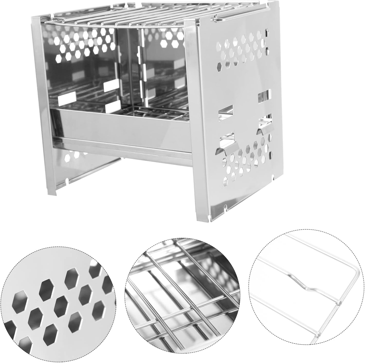 1set Portable Stainless Steel Barbecue Rack for Outdoor Grilling Compact for Camping Picnics and Backyard Gatherings Space-saving Design