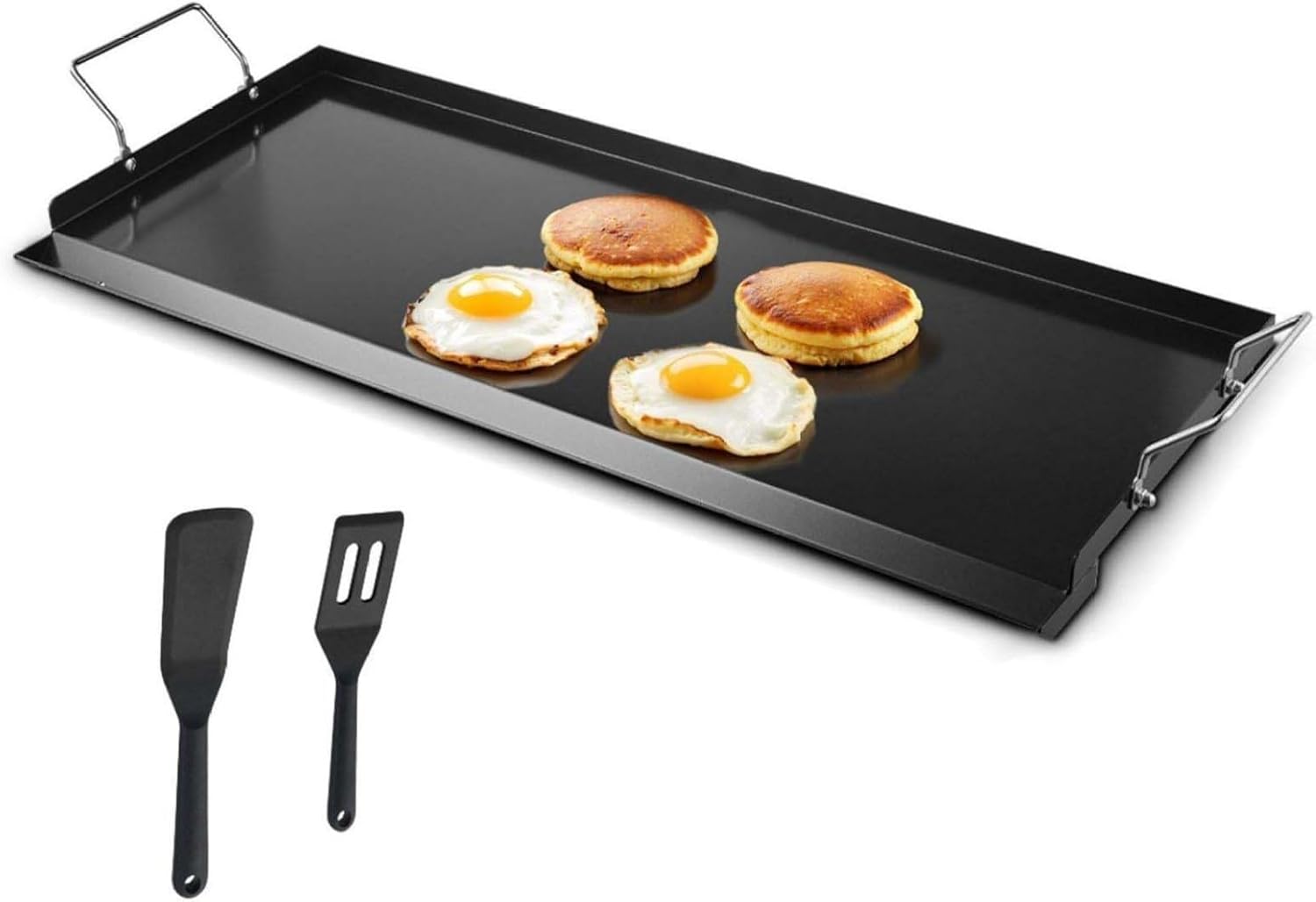 Carbon Steel Griddle 32x14 Inch, BBQ Grill Pan, Flat Top Griddle for Gas Grill, Universal Cookware, Non-Stick Cooking Surface