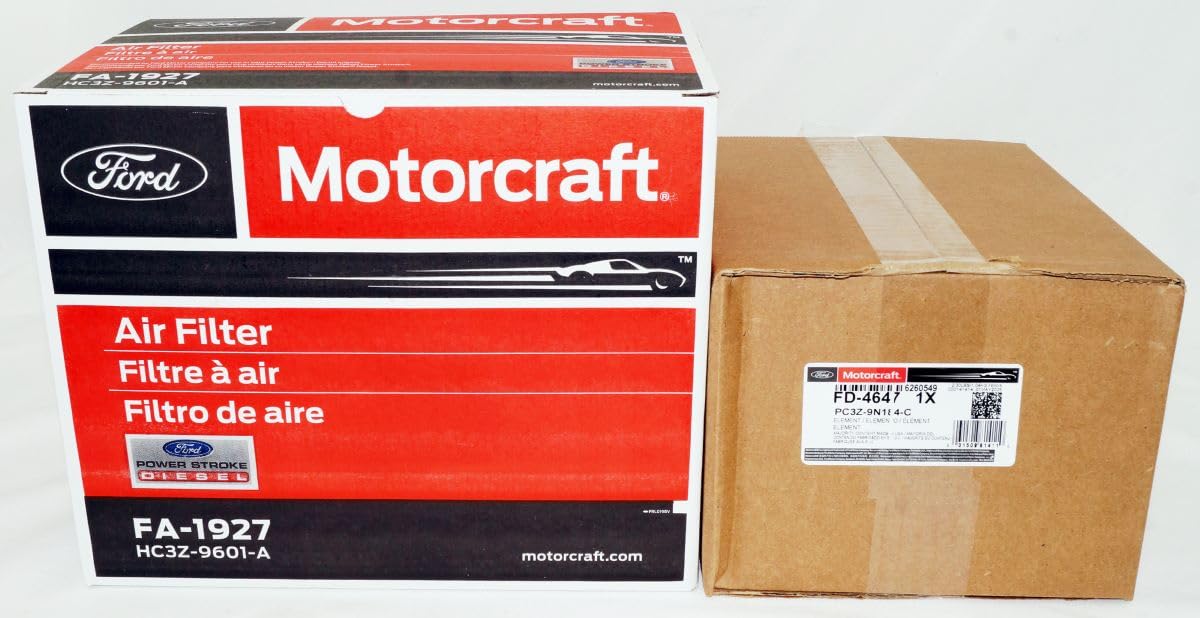 OverstockDirect Genuine OEM FD4647 Fuel Filter Kit and FA1927 Engine Air Filter, 2 Filter Set for Select 6.7L V8 Powerstroke Diesels 2017-2019
