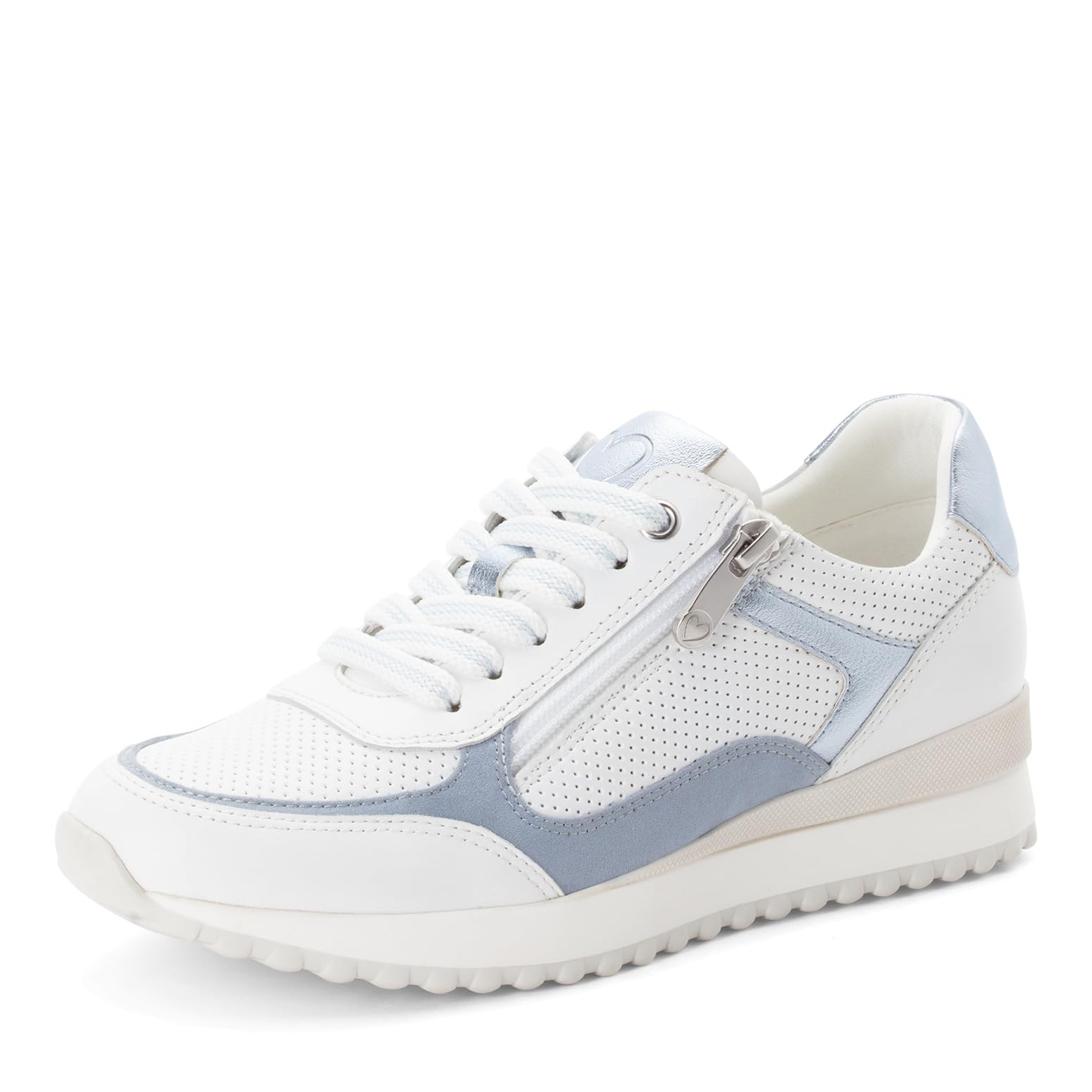 MARCO TOZZI Women Sneaker Soft Feel Me Removable Footbed Leather Comfortable, White (White/Polar), 4.5 UK