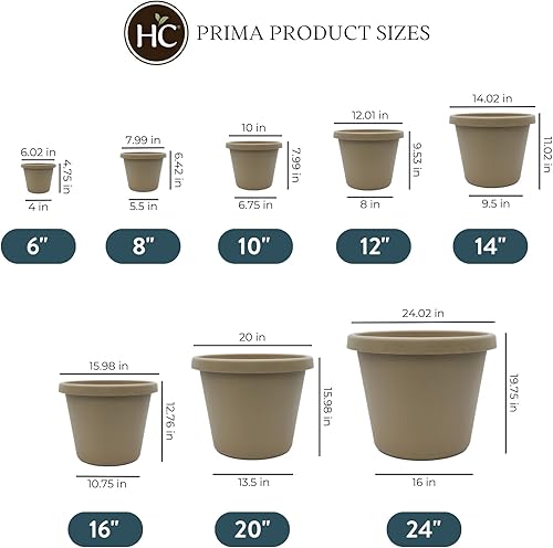 Miniatura 4 de The HC Companies Maceta redonda Prima de 16 pulgadas, maceta de plástico con borde enrollado para plantas de interior y exterior, flores, hierbas,