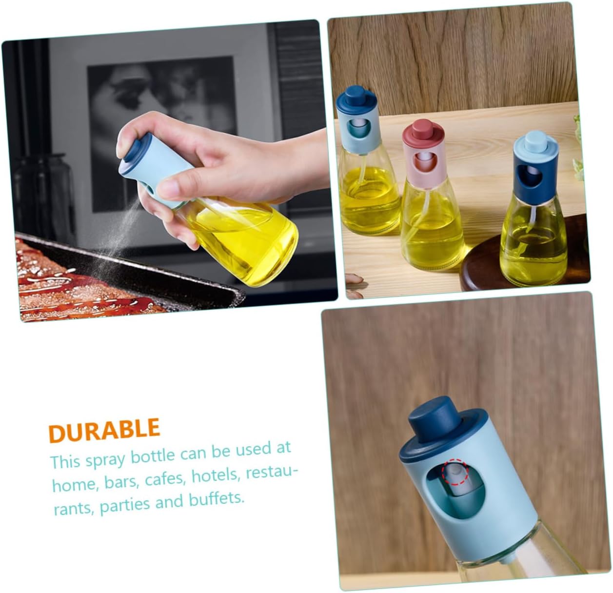2Pcs Press Type Glass Oil Spray Bottles Portable Oil Atomizer for Cooking Barbecue and Kitchen Use Leak Design with Fine Mist Spray for Healthier Diet