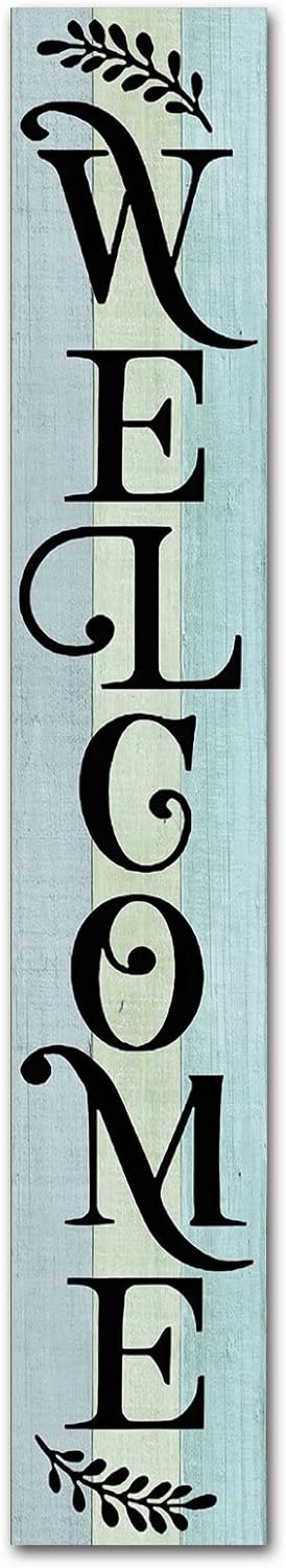 Welcome Sign for Front Door, 8x48 Inches Vertical Welcome Sign for Front Porch Standing Welcome Porch Decor, Farmhouse Porch Decor