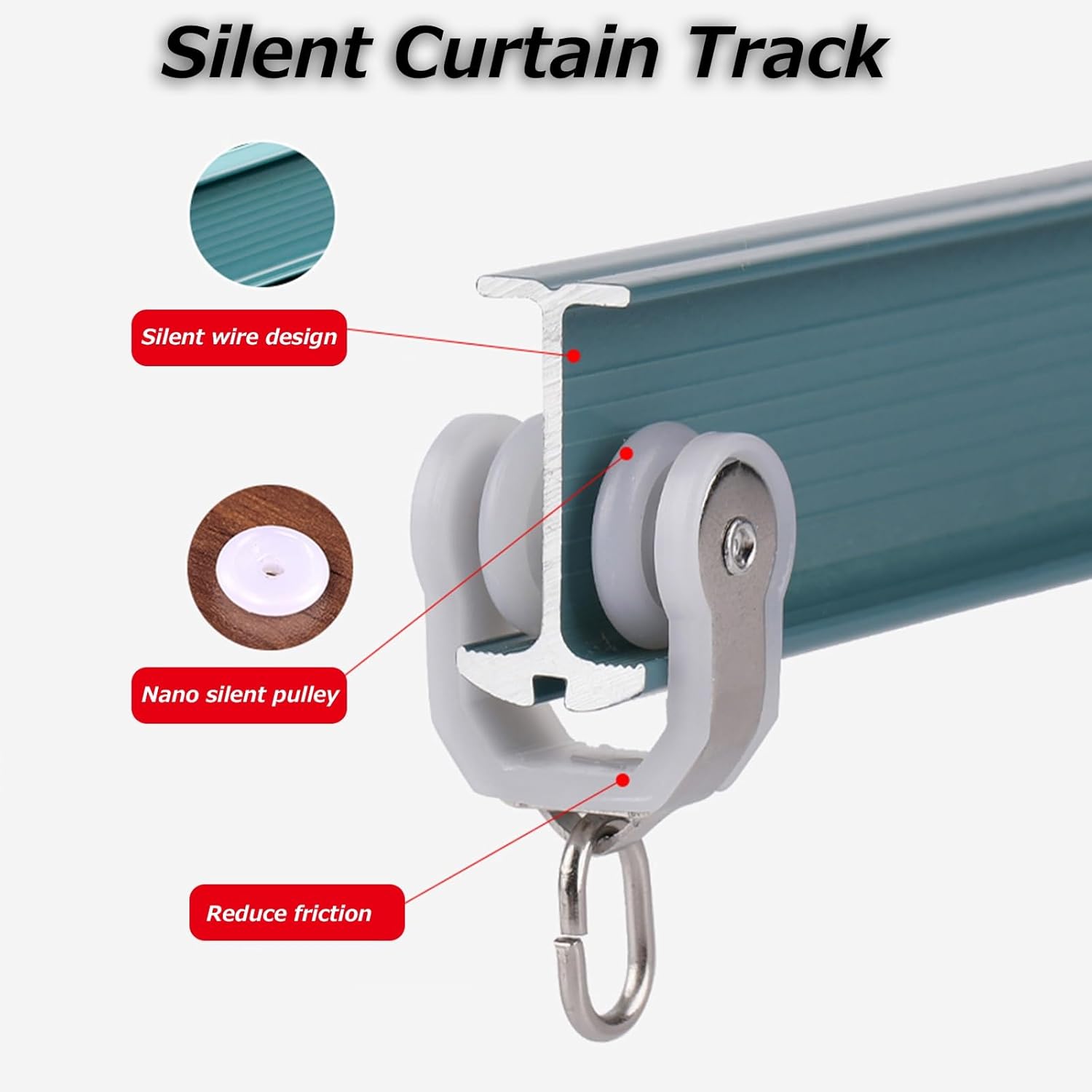 Bendable Ceiling Curtain Track - Straight Or Curved Curtain Rail 100cm-660cm For L-Shape U-Shape Bay Windows Shower Curtains And Any Space Divider, With Support Brackets