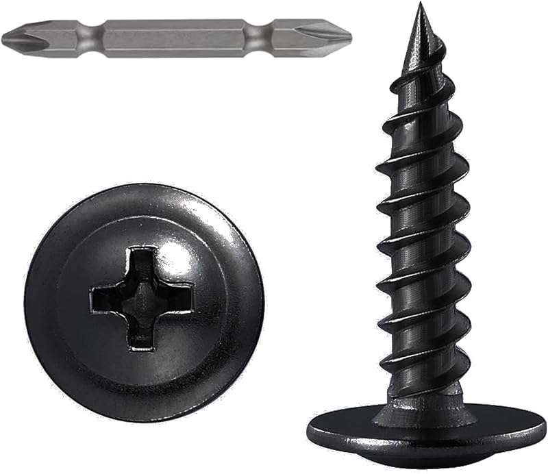 Wensilon (250 piezas) #8×1" Tornillos para madera con cabeza de armadura negra Óxido de zinc autorroscante de metal rápido