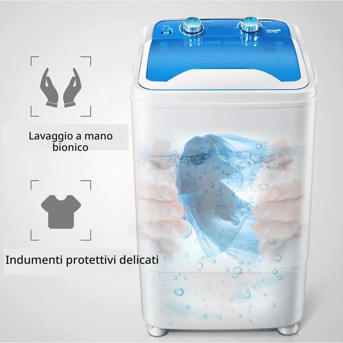 Lavatrice Portatile 7KG capacità Totale Lavaggio Singolo Vasca Centrifuga Disidratazione Pulizia Profonda UV Compatto per dormitori da Campeggio Appartamenti Camere,Nero