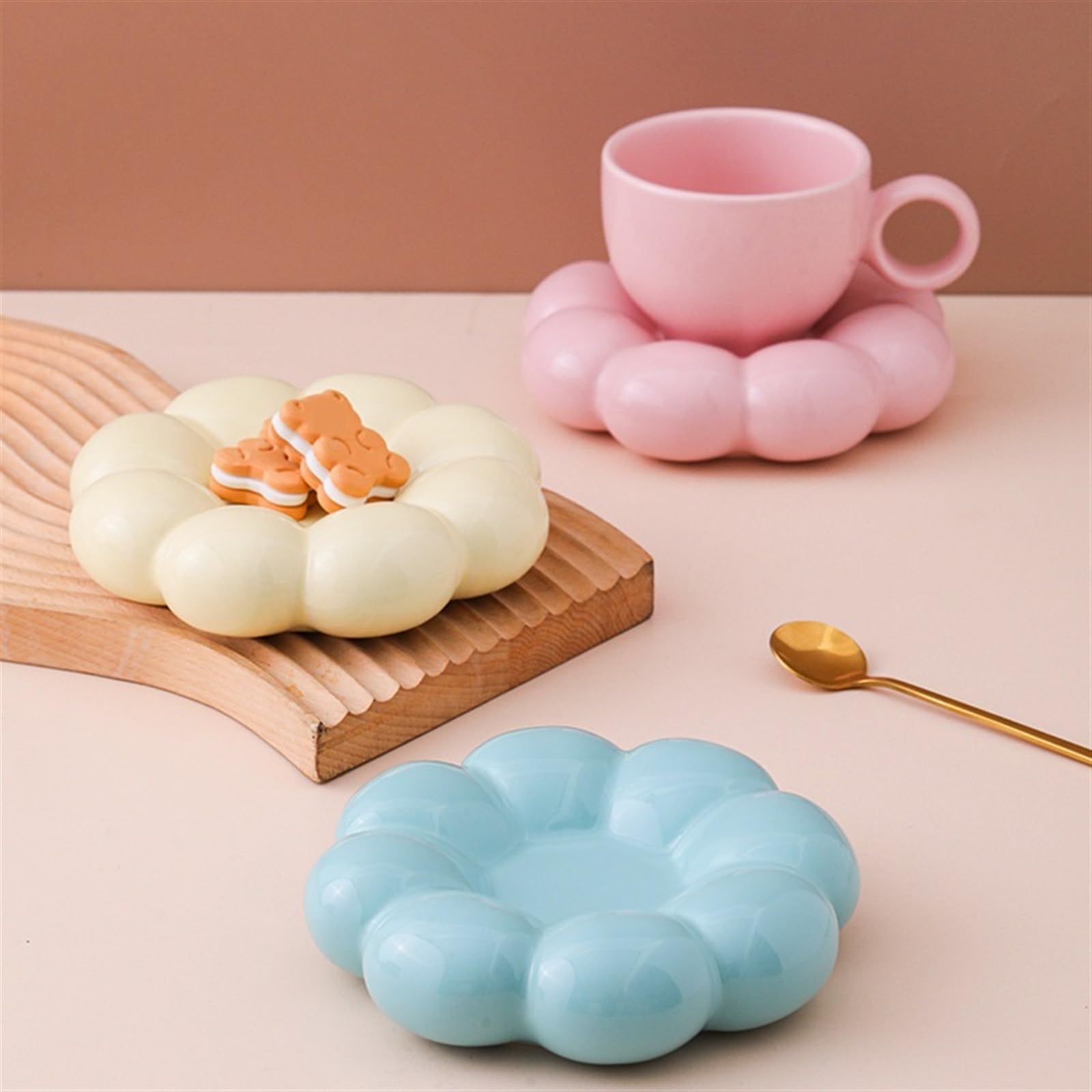Kubki Kubki Ceramiczne kubki do kawy Nordic kreatywny kubek ze spodkiem filiżanka mleka i herbaty z tacą urodziny świąteczna dekoracja stołu(Pink)