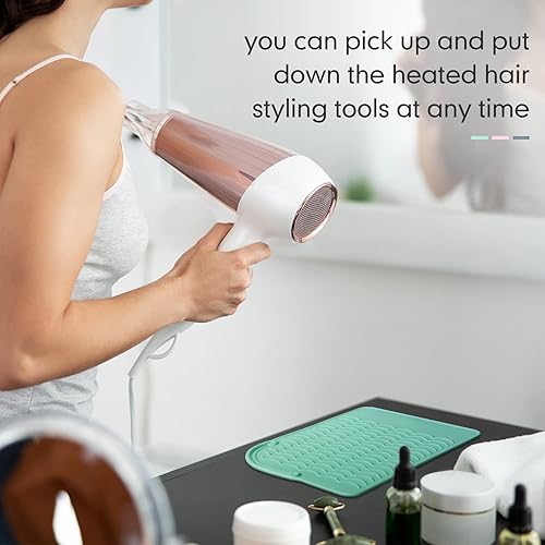 Miniatura 9 de Almohadilla alisadora resistente al calor, 3 piezas de 8.6 x 6.2 pulgadas, alfombrilla de silicona resistente al calor, alfombrilla de calor para