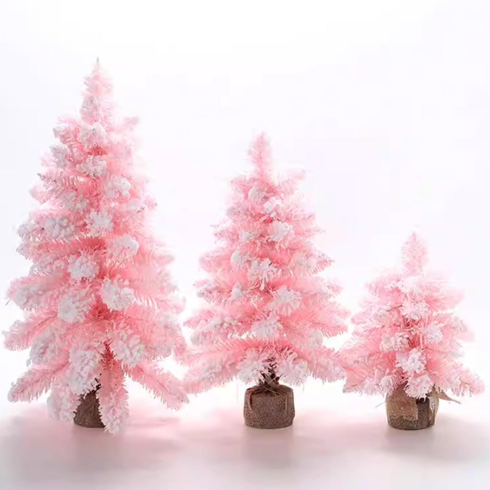 Árbol de Navidad Rosa de 30 cm, miniárbol Artificial Flocado for Escritorio, Ideal for decoración navideña del hogar.(45cm)