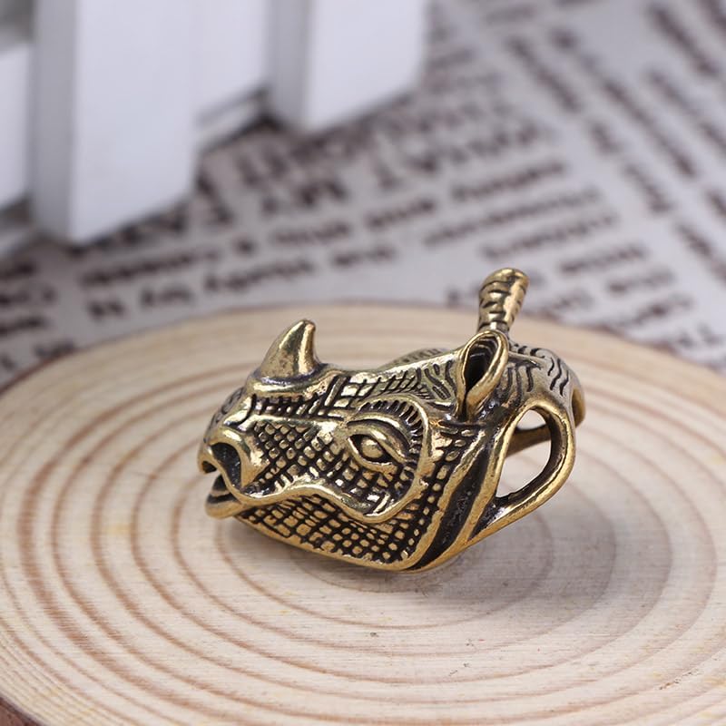 4Pcs Brass Rhinoceros Head Creative Punk Style Car Keychain Pendant Accessories DIY Decoration Accessories image 5