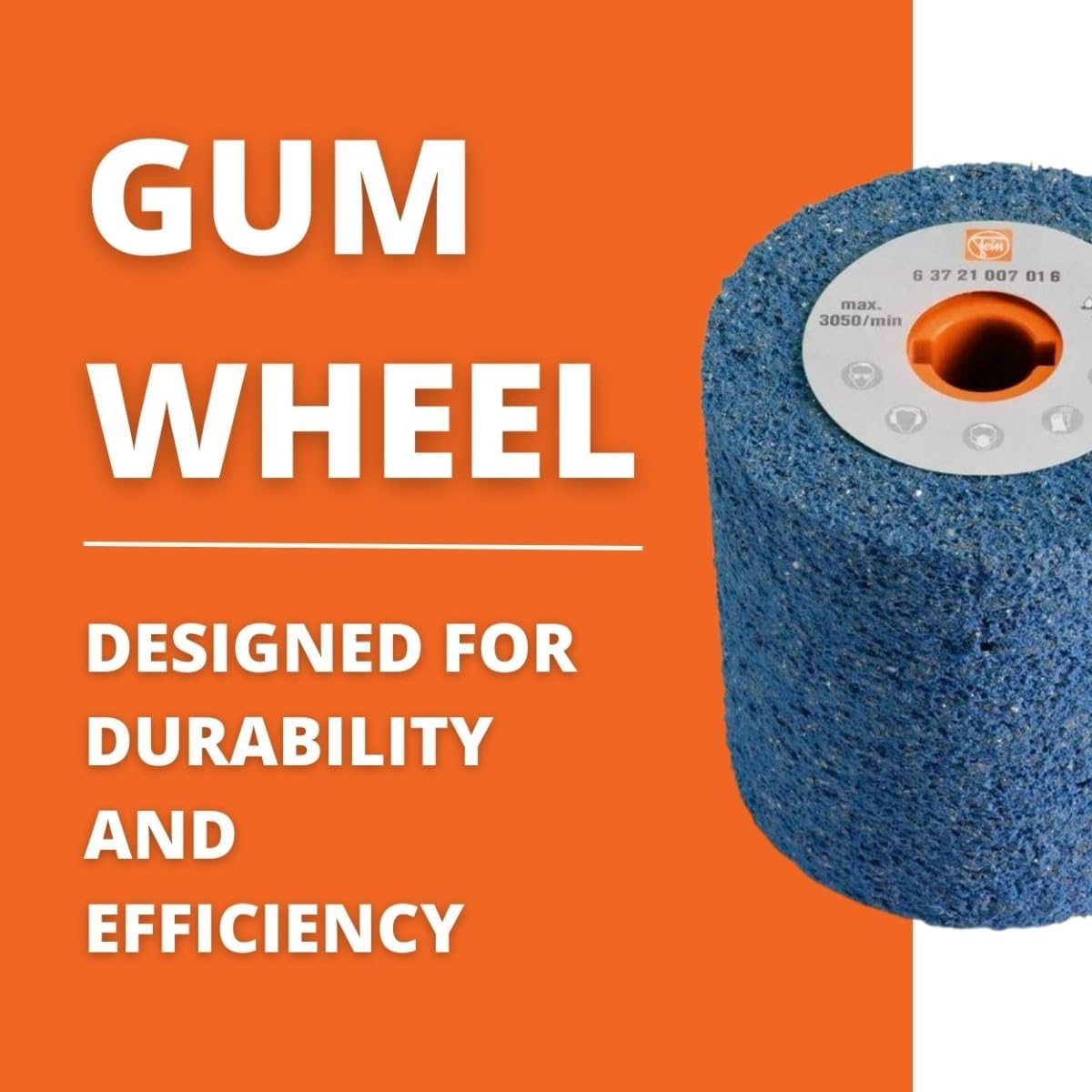 Fein Gum Wheel for Metal Finishing on WPO 14-25 E-Stainless Steel Professional Set and WPO 14-25 E - Fine, Heavy-Duty, 180 Grit, 4" x 4" Diameter, 3/4" Bore - 63721007016