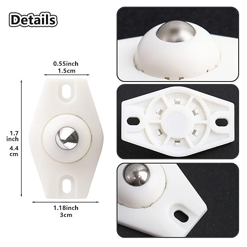 Miniatura 2 de 16 ruedas pequeñas autoadhesivas, rodillo pequeño de rotación de 360, ruedas pequeñas de acero inoxidable para basura, freidora de aire, caja de