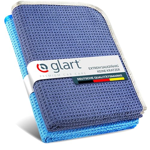 Artikel Glart 47TB 2er Set Auto Microfasertuch Trockentücher für Autopflege, Autolack, Motorrad, Küche, Geschirr – Microfaser Waffel Trockentuch - 70x40 cm