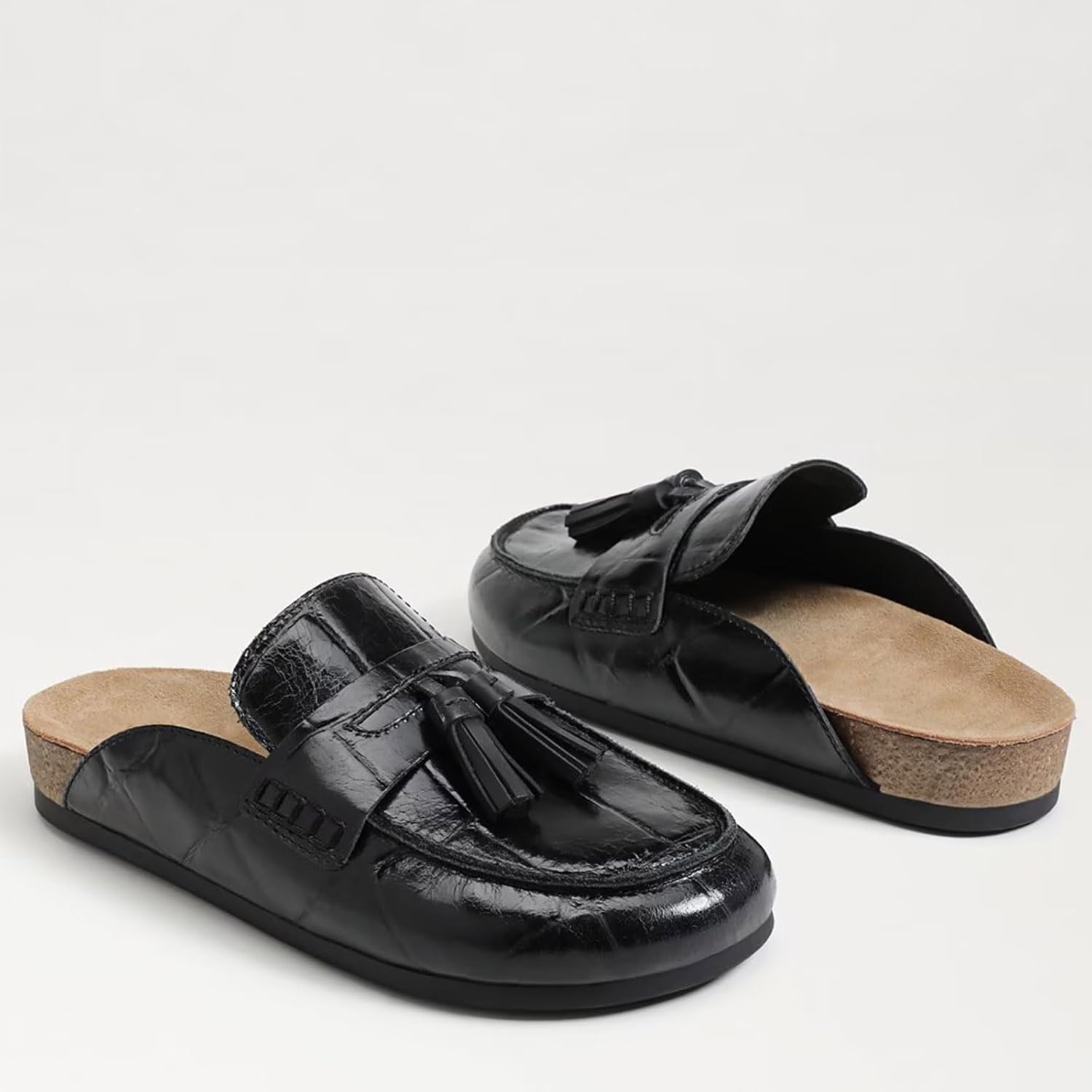 Suede Clogs for Women Cork Tassel Flat Loafers Comfort Mule Clogs Slip on Round Toe Walking Shoes Boat Fall Slippers - Image 5